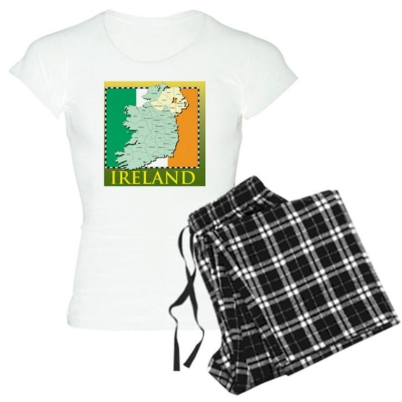 CafePress - Irelandmaptshirt2 Women's Light Pajamas - Women's Short Sleeve Print T-Shirt and Pants Light Cotton Pajama Set