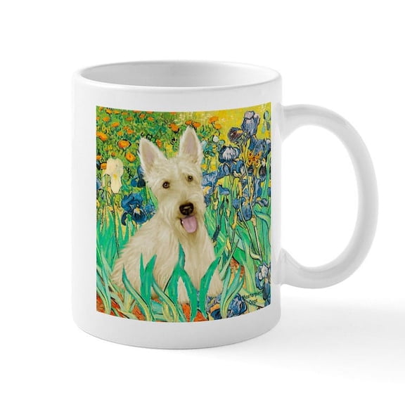 CafePress - Irises / Scottie (W) Mug - 11 oz Ceramic Mug - Novelty Coffee Tea Cup