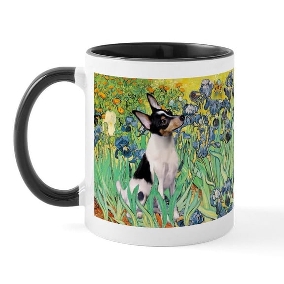 CafePress - Irises & Toy Fox Terrier Mug - 11 oz Ceramic Mug - Novelty Coffee Tea Cup