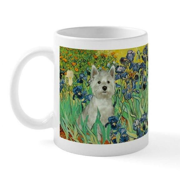 CafePress - Irises / Westie Mug - 11 oz Ceramic Mug - Novelty Coffee Tea Cup