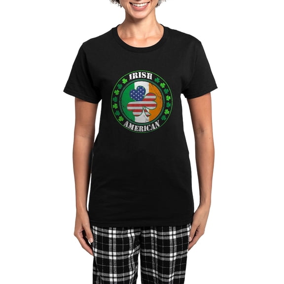 CafePress - Irish American Women's Dark Pajamas - Women's Short Sleeve Print T-Shirt and Pants Dark Cotton Pajama Set
