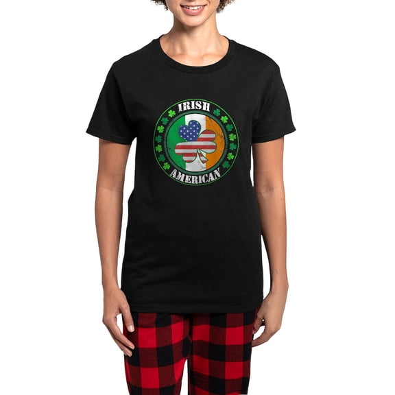 CafePress - Irish American Women's Dark Pajamas - Women's Short Sleeve Print T-Shirt and Pants Dark Cotton Pajama Set