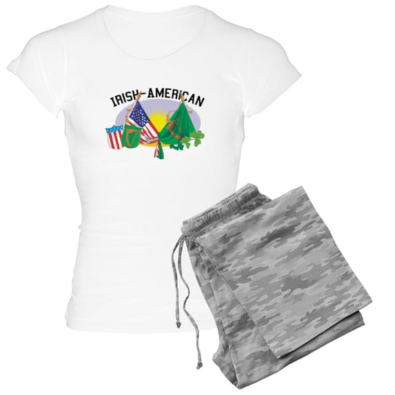 CafePress - Irish American Women's Light Pajamas - Women's Short Sleeve Print T-Shirt and Pants Light Cotton Pajama Set