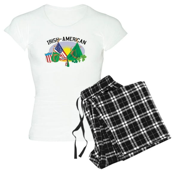 CafePress - Irish American Women's Light Pajamas - Women's Short Sleeve Print T-Shirt and Pants Light Cotton Pajama Set
