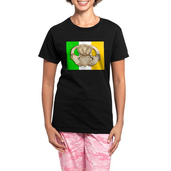 CafePress - Irish Claddagh Women's Dark Pajamas - Women's Short Sleeve Print T-Shirt and Pants Dark Cotton Pajama Set