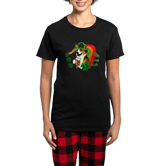 CafePress - Irish Corgi Women's Dark Pajamas - Women's Short Sleeve Print T-Shirt and Pants Dark Cotton Pajama Set