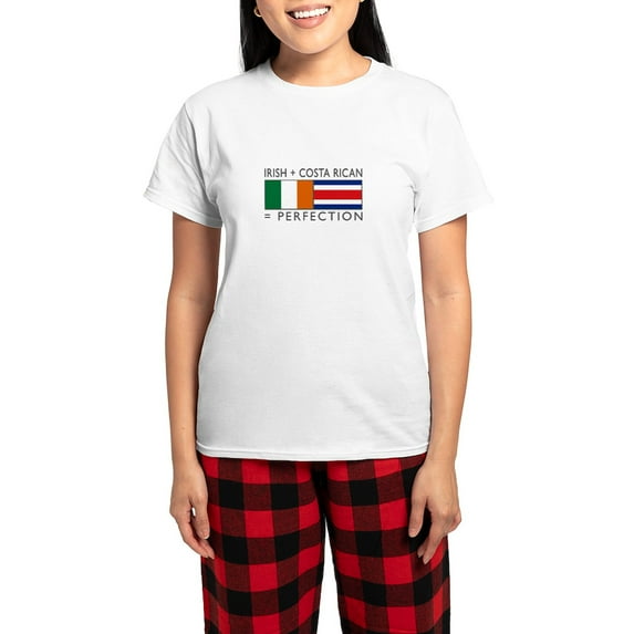 CafePress - Irish Costa Rican Flags Women's Light Pajamas - Women's Short Sleeve Print T-Shirt and Pants Light Cotton Pajama Set