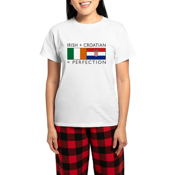CafePress - Irish Croatian Flags Women's Light Pajamas - Women's Short Sleeve Print T-Shirt and Pants Light Cotton Pajama Set
