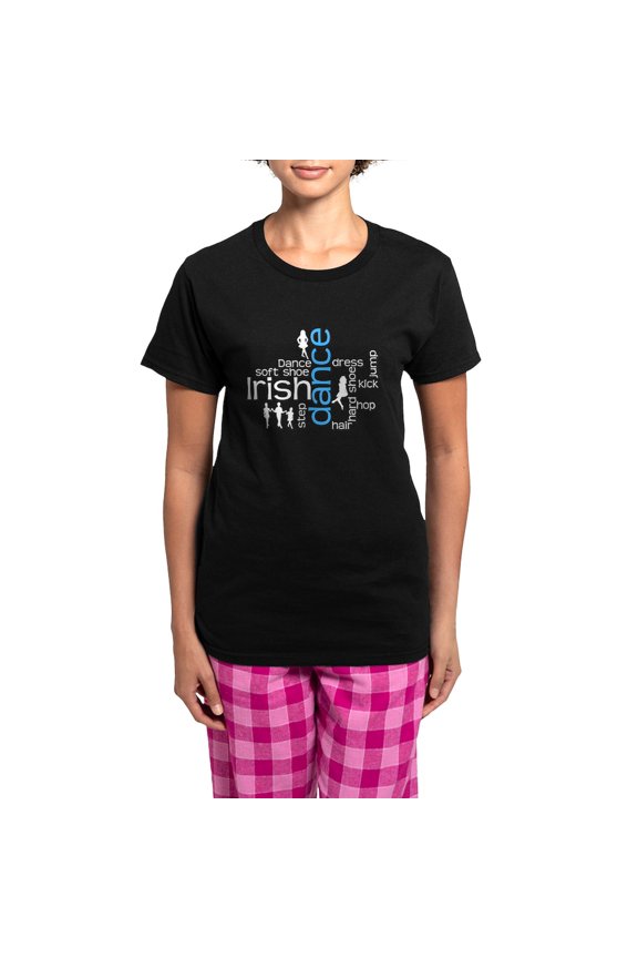 - Irish Dance Words Pajamas - Women's Short Sleeve Print T-Shirt and Pants Dark Cotton Pajama Set