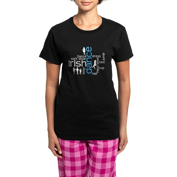 CafePress - Irish Dance Words Pajamas - Women's Short Sleeve Print T-Shirt and Pants Dark Cotton Pajama Set