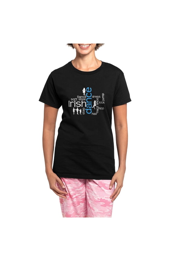 - Irish Dance Words Pajamas - Women's Short Sleeve Print T-Shirt and Pants Dark Cotton Pajama Set