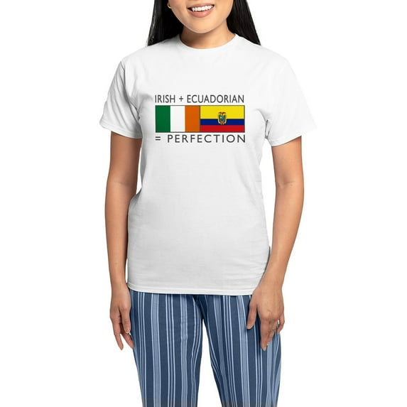 CafePress - Irish Ecuadorian Heritage Fla Women's Light Pajama - Women's Short Sleeve Print T-Shirt and Pants Light Cotton Pajama Set
