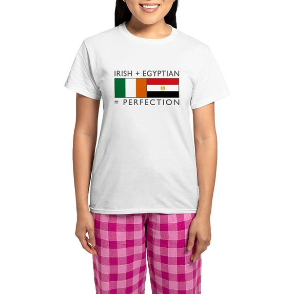 CafePress - Irish Egyptian Flags Women's Light Pajamas - Women's Short Sleeve Print T-Shirt and Pants Light Cotton Pajama Set