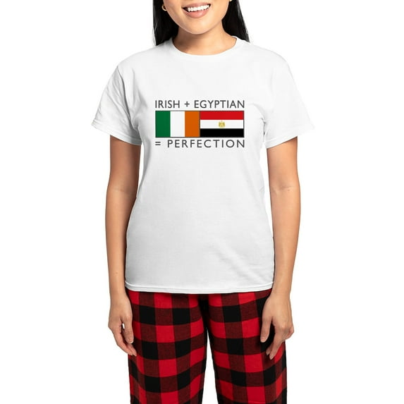 CafePress - Irish Egyptian Flags Women's Light Pajamas - Women's Short Sleeve Print T-Shirt and Pants Light Cotton Pajama Set