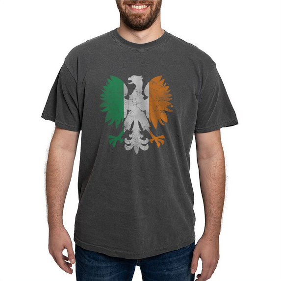CafePress - Irish Flag Polish Eagle T Shirt - Mens Comfort Colors Shirt