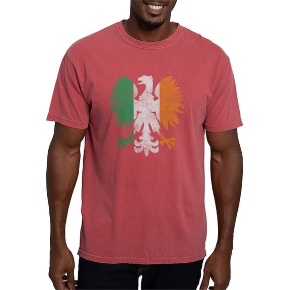 CafePress - Irish Flag Polish Eagle T Shirt - Mens Comfort Colors Shirt