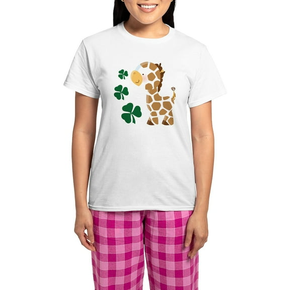 CafePress - Irish Giraffe Shamrock Women's Light Pajamas - Women's Short Sleeve Print T-Shirt and Pants Light Cotton Pajama Set