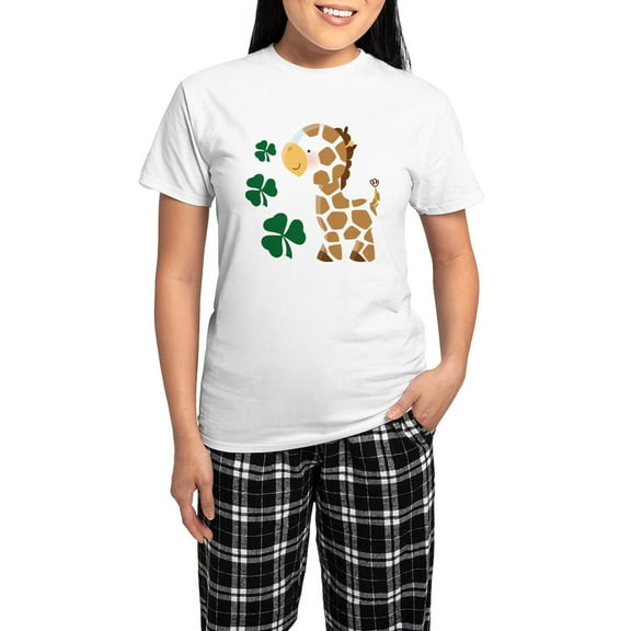 CafePress - Irish Giraffe Shamrock Women's Light Pajamas - Women's Short Sleeve Print T-Shirt and Pants Light Cotton Pajama Set