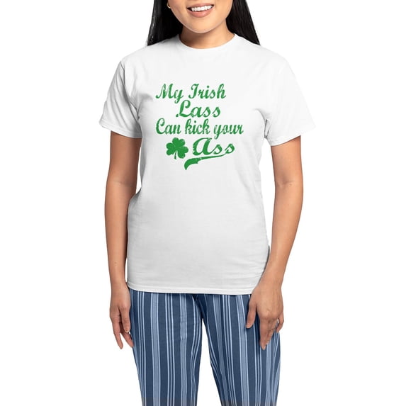 CafePress - Irish Lass Women's Light Pajamas - Women's Short Sleeve Print T-Shirt and Pants Light Cotton Pajama Set