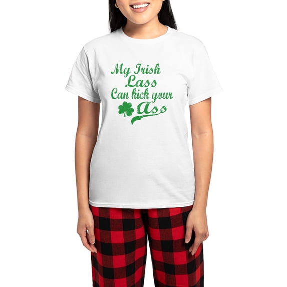CafePress - Irish Lass Women's Light Pajamas - Women's Short Sleeve Print T-Shirt and Pants Light Cotton Pajama Set