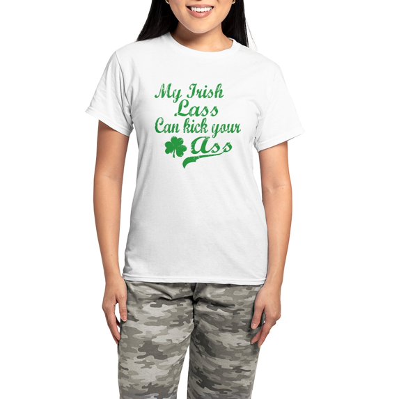 CafePress - Irish Lass Women's Light Pajamas - Women's Short Sleeve Print T-Shirt and Pants Light Cotton Pajama Set