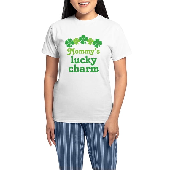 CafePress - Irish Mommy's Lucky Charm Women's Light Pajamas - Women's Short Sleeve Print T-Shirt and Pants Light Cotton Pajama Set
