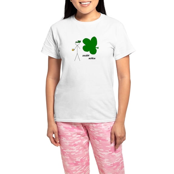 CafePress - Irish Ninja Women's Light Pajamas - Women's Short Sleeve Print T-Shirt and Pants Light Cotton Pajama Set