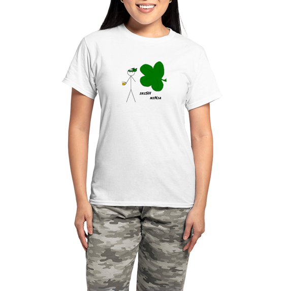 CafePress - Irish Ninja Women's Light Pajamas - Women's Short Sleeve Print T-Shirt and Pants Light Cotton Pajama Set