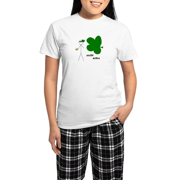 CafePress - Irish Ninja Women's Light Pajamas - Women's Short Sleeve Print T-Shirt and Pants Light Cotton Pajama Set