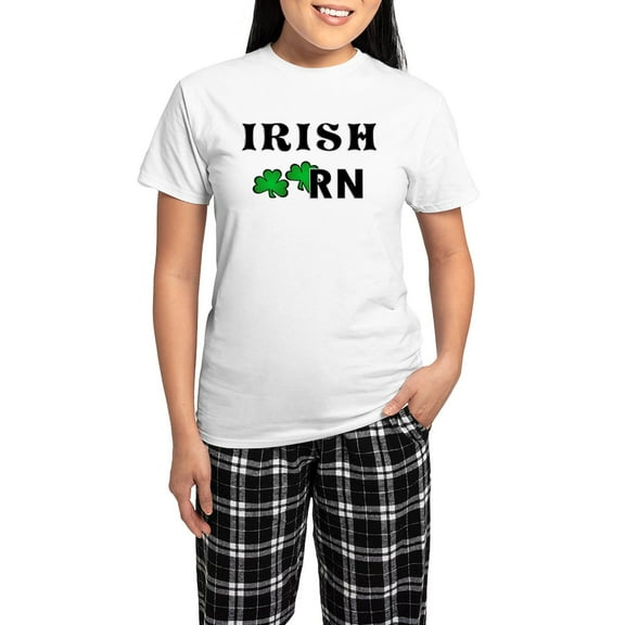 CafePress - Irish Nurse RN Women's Light Pajamas - Women's Short Sleeve Print T-Shirt and Pants Light Cotton Pajama Set