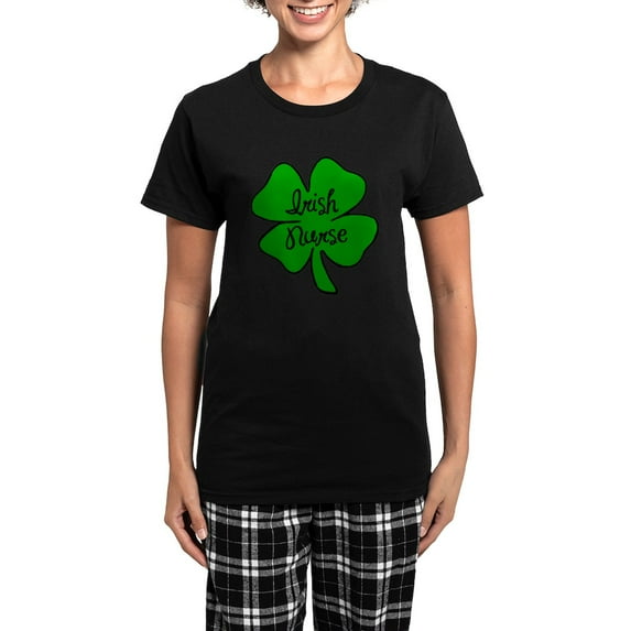 CafePress - Irish Nurse Women's Dark Pajamas - Women's Short Sleeve Print T-Shirt and Pants Dark Cotton Pajama Set