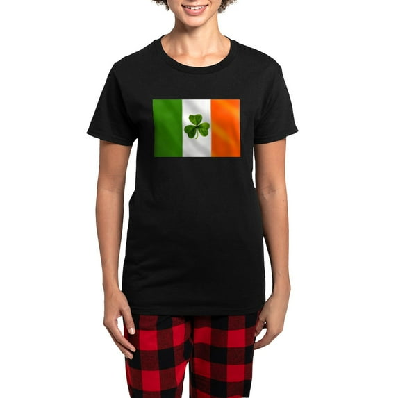 CafePress - Irish Shamrock Flag Women's Dark Pajamas - Women's Short Sleeve Print T-Shirt and Pants Dark Cotton Pajama Set