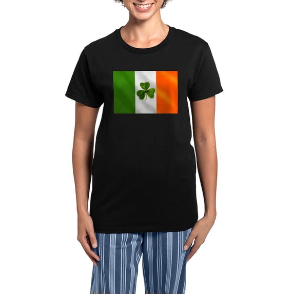 CafePress - Irish Shamrock Flag Women's Dark Pajamas - Women's Short Sleeve Print T-Shirt and Pants Dark Cotton Pajama Set