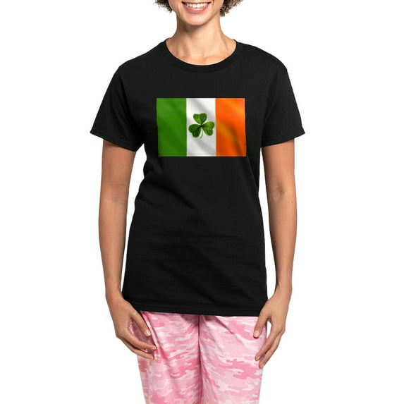 CafePress - Irish Shamrock Flag Women's Dark Pajamas - Women's Short Sleeve Print T-Shirt and Pants Dark Cotton Pajama Set