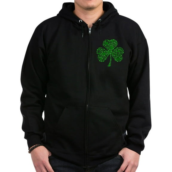 CafePress - Irish Shamrocks Zip Hoodie (Dark) - Zip Hoodie, Classic Hooded Sweatshirt with Metal Zipper