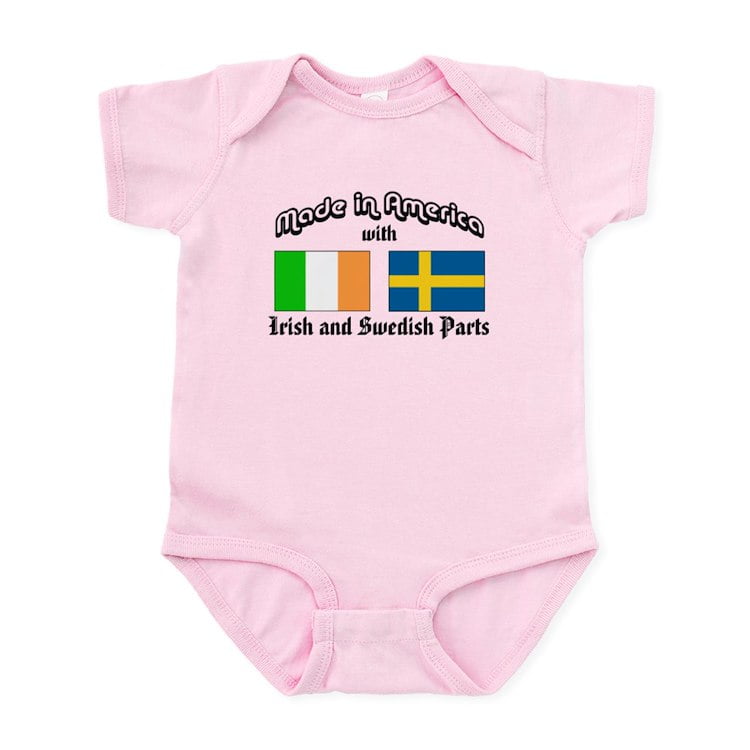 "Made In America With Swedish Parts" Baby Bodysuit - Cute Infant Romper With Funny Design