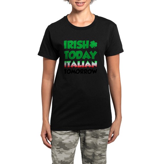 CafePress - Irish Today Italian Tomorrow Women's Dark Pajamas - Women's Short Sleeve Print T-Shirt and Pants Dark Cotton Pajama Set