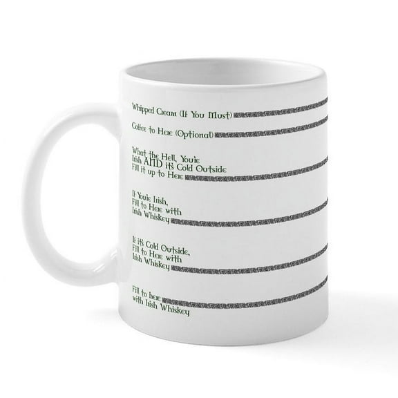CafePress - Irish Whiskey Guidelines Mugs - 11 oz Ceramic Mug - Novelty Coffee Tea Cup