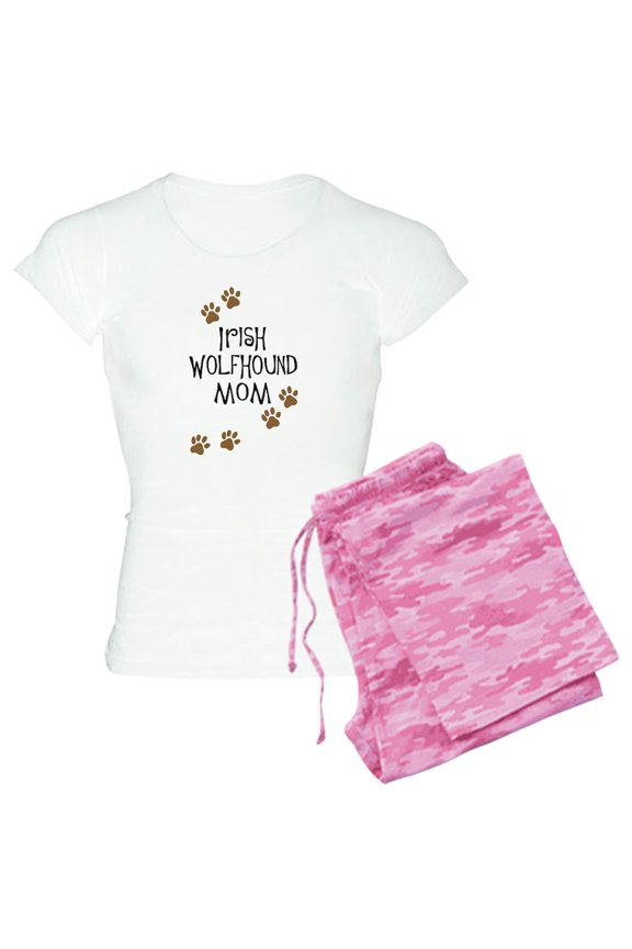 - Irish Wolfhound Mom Women's Light Pajamas - Women's Short Sleeve Print T-Shirt and Pants Light Cotton Pajama Set