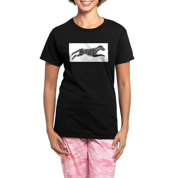 CafePress - Irish Wolfhound Women's Light Pajamas - Women's Short Sleeve Print T-Shirt and Pants Dark Cotton Pajama Set