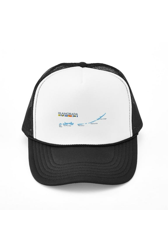 - Islamorada Map Design. - Adjustable Unisex Printed Trucker Hat with Mesh Back