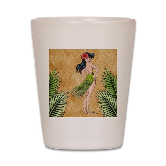 CafePress - Island Girl In A Grass Skirt - White Shot Glass, Unique and Funny Shot Glass