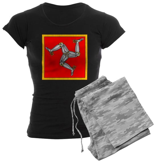 CafePress - Isle Of Man Pajamas - Women's Short Sleeve Print T-Shirt and Pants Dark Cotton Pajama Set