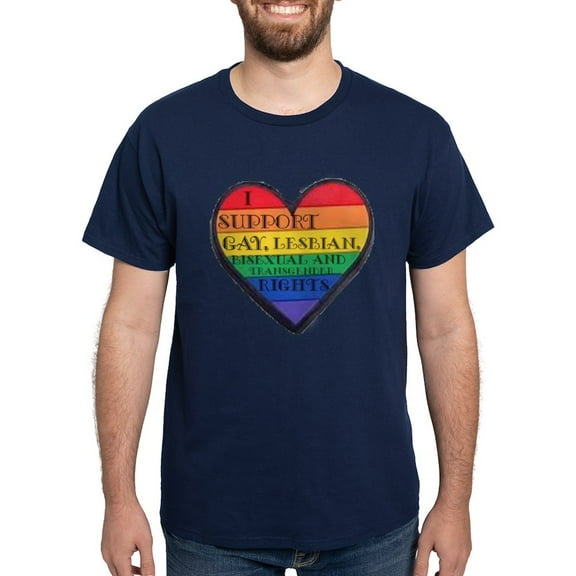 CafePress - Isupportgayrights Dark T Shirt - Men's Classic Graphic Cotton T-Shirt