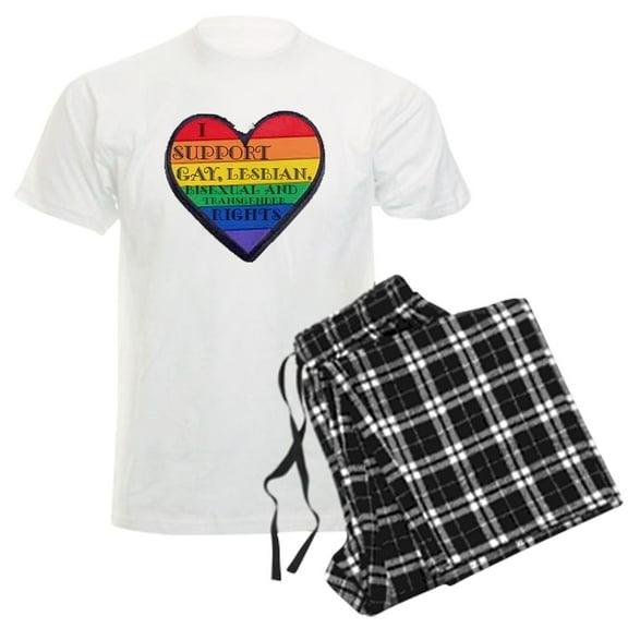 CafePress - Isupportgayrights Men's Light Pajamas - Men's Light Loose Fit Cotton Pajama Set
