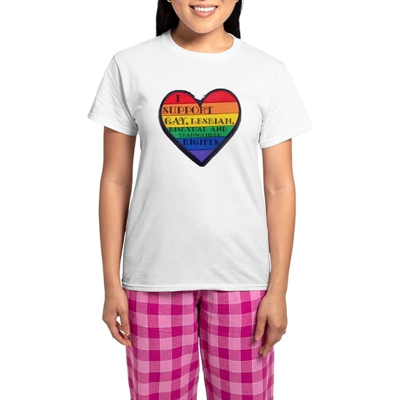CafePress - Isupportgayrights Women's Light Pajamas - Women's Short Sleeve Print T-Shirt and Pants Light Cotton Pajama Set