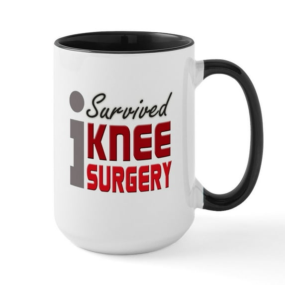 CafePress - Isurvived Kneesurgery Mugs - 15 oz Ceramic Large White Novelty Mug