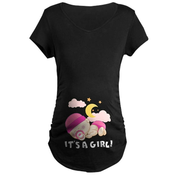 CafePress - It's A Girl! Maternity Dark T Shirt - Maternity Dark T-Shirt