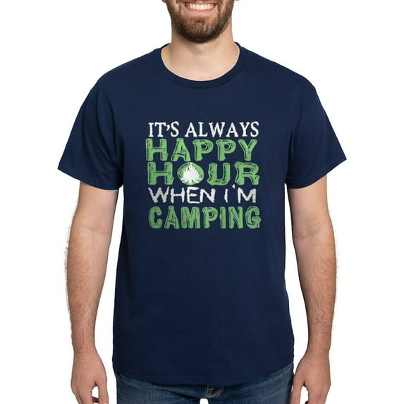 CafePress - It's Always Happy Hour When I'm Camping T T Shirt - Men's Classic Graphic Cotton T-Shirt