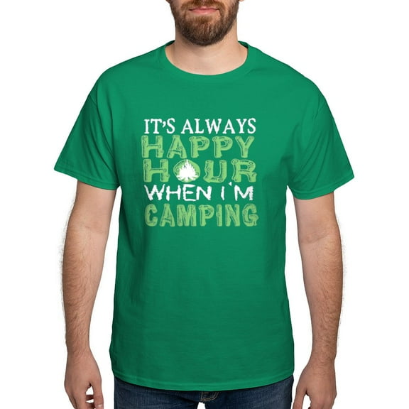 CafePress - It's Always Happy Hour When I'm Camping T T Shirt - Men's Classic Graphic Cotton T-Shirt